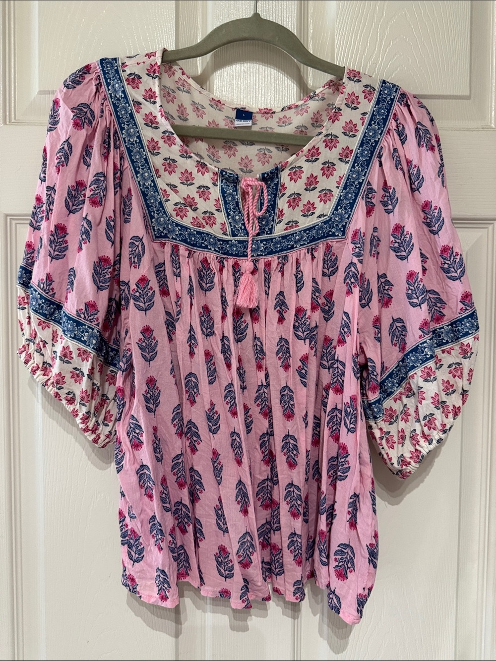 Old Navy Boho Floral Peasant Top - Pink